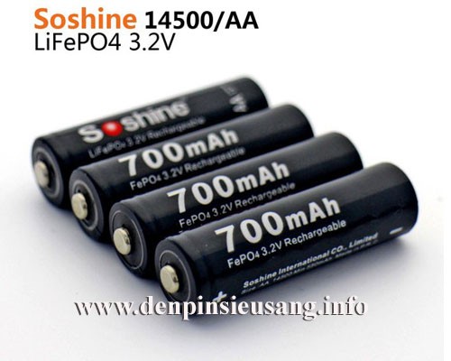 Pin 14500 Soshine Lifepo4 700mAh 3.2v