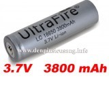 Chuẩn pin 18650 Thương hiệu: Ultrafire Điện thế: 3.7v Dung lượng: 3800mAh Màu sắc: xám Chống cháy nổ, chảy nước hay phù. Giá 80.000 vnđ